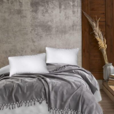 DIMcol ΚΟΥΒΕΡΤΑ ΠΙΚΕ Jacquard 220Χ240 Grey Cotton 100%