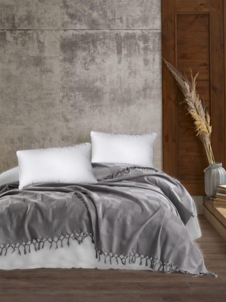 DIMcol ΚΟΥΒΕΡΤΑ ΠΙΚΕ Jacquard 220Χ240 Grey Cotton 100%