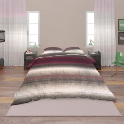 DIMcol ΠΑΠΛΩΜΑΤΟΘΗΚΗ ΕΜΠΡΙΜΕ Hor.Stripes 03 220Χ240 Μπορντό-Γκρί Flannel Cotton 100%