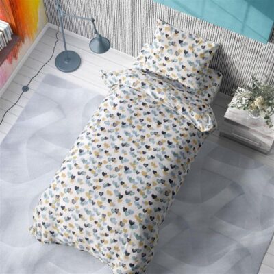 DIMcol ΣΕΝΤΟΝΙΑ ΕΜΠΡΙΜΕ ΣΕΤ 2 τεμ kids Hearts 11 160Χ240 Grey-Green Cotton 100%