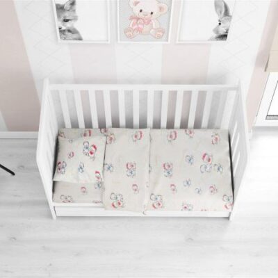 DIMcol ΣΕΝΤΟΝΙΑ ΕΜΠΡΙΜΕ ΣΕΤ 3 τεμ bebe Two Lovely Bears 67 120Χ160 Ecru Cotton 100%