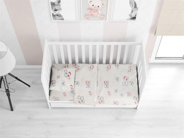 DIMcol ΣΕΝΤΟΝΙΑ ΕΜΠΡΙΜΕ ΣΕΤ 3 τεμ bebe Two Lovely Bears 67 120Χ160 Ecru Cotton 100%