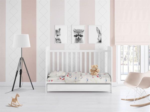 DIMcol ΣΕΝΤΟΝΙΑ ΕΜΠΡΙΜΕ ΣΕΤ 3 τεμ bebe Two Lovely Bears 67 120Χ160 Ecru Cotton 100% - Image 2