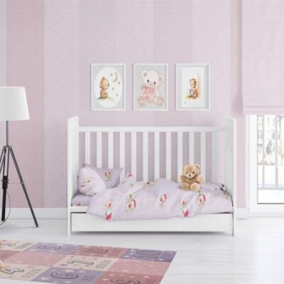 DIMcol ΣΕΝΤΟΝΙΑ ΕΜΠΡΙΜΕ ΣΕΤ 3 τεμ bebe Two Lovely Bears 65 120Χ160 Lila Cotton 100% - Image 2