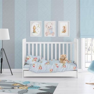 DIMcol ΣΕΝΤΟΝΙΑ ΕΜΠΡΙΜΕ ΣΕΤ 3 τεμ bebe Two Lovely Bears 64 120Χ160 Blue Cotton 100% - Image 2