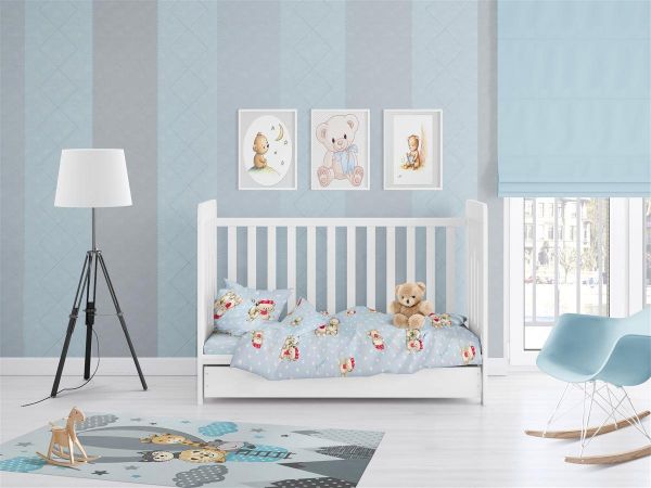 DIMcol ΠΑΠΛΩΜΑ ΕΜΠΡΙΜΕ bebe Two Lovely Bears 64 120Χ160 Blue Cotton 100% - Image 2