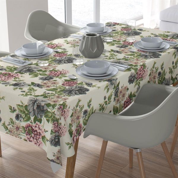 DIMcol ΤΡΑΠΕΖΟΜΑΝΤΗΛΟ ΑΛΕΚΙΑΣΤΟ 140X180 Vintage Flower 481 Ecru-Green Cott/Pol 70/30