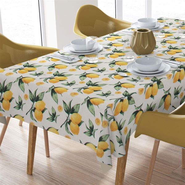 DIMcol ΤΡΑΠΕΖΟΜΑΝΤΗΛΟ ΑΛΕΚΙΑΣΤΟ 140X180 Lemon 457 White-Yellow Cott/Pol 70/30
