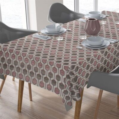 DIMcol ΤΡΑΠΕΖΟΜΑΝΤΗΛΟ ΑΛΕΚΙΑΣΤΟ 140X180 Hexagon 506 Rotten Apple Cott/Pol 70/30