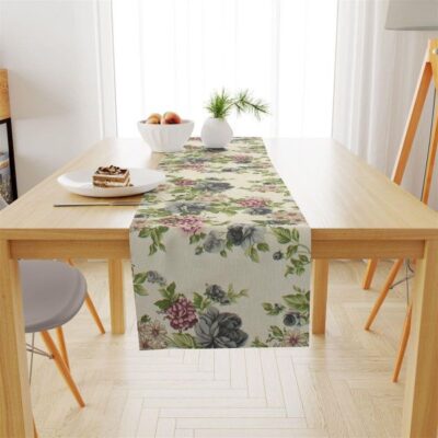 DIMcol ΤΡΑΒΕΡΣΑ ΑΛΕΚΙΑΣΤΗ 40X180 Vintage Flower 481 Ecru-Green Cott/Pol 70/30