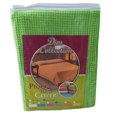 DIMcol ΚΟΥΒΕΡΤΑ ΠΙΚΕ 220Χ240 με φάσα περιμετρικά Green Cotton 100%