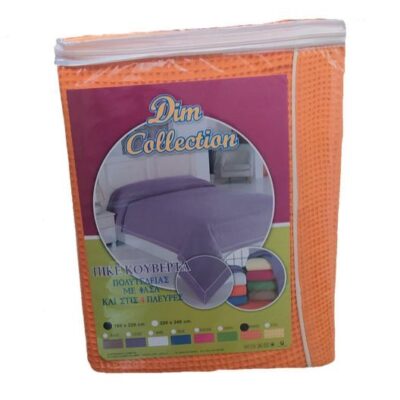 DIMcol ΚΟΥΒΕΡΤΑ ΠΙΚΕ 160X220 με φάσα περιμετρικά Orange Cotton 100%