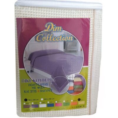 DIMcol ΚΟΥΒΕΡΤΑ ΠΙΚΕ 160X220 με φάσα περιμετρικά Ecru Cotton 100%