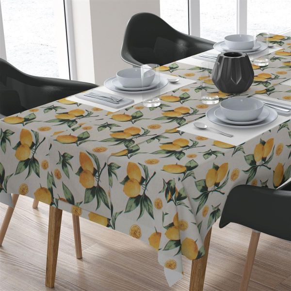 DIMcol ΑΛΕΚΙΑΣΤΟ ΣΕΤ 2 τεμ (ΤΡΑΠ/ΛΟ 140Χ220/ΤΡΑΒΕΡΣΑ 40Χ220) Lemon 457 White-Yellow Cott/Pol 70/30