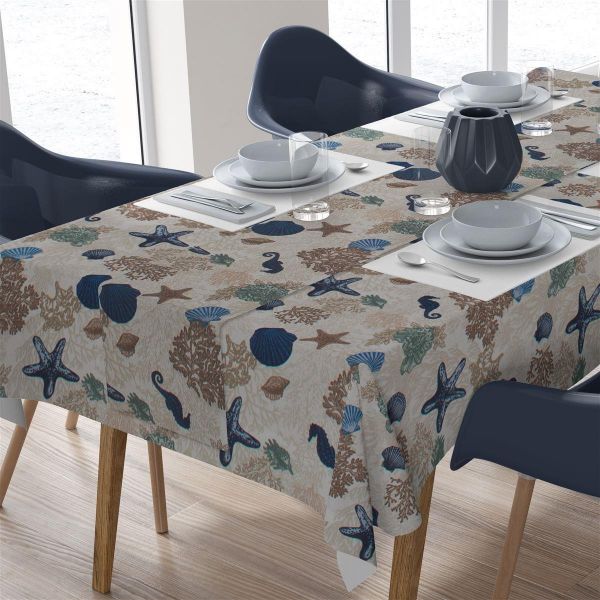 DIMcol ΑΛΕΚΙΑΣΤΟ ΣΕΤ 2 τεμ (ΤΡΑΠ/ΛΟ 140Χ220/ΤΡΑΒΕΡΣΑ 40Χ220) Coral Reef 475 Ecru Cott/Pol 70/30