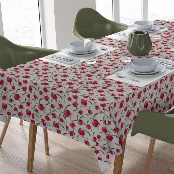 DIMcol ΑΛΕΚΙΑΣΤΟ ΣΕΤ 2 τεμ (ΤΡΑΠ/ΛΟ 140Χ220/ΤΡΑΒΕΡΣΑ 40Χ220) Cherry 456 White-Red Cott/Pol 70/30