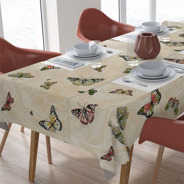 DIMcol ΑΛΕΚΙΑΣΤΟ ΣΕΤ 2 τεμ (ΤΡΑΠ/ΛΟ 140Χ220/ΤΡΑΒΕΡΣΑ 40Χ220) Butterfly 452 Ecru Cott/Pol 70/30
