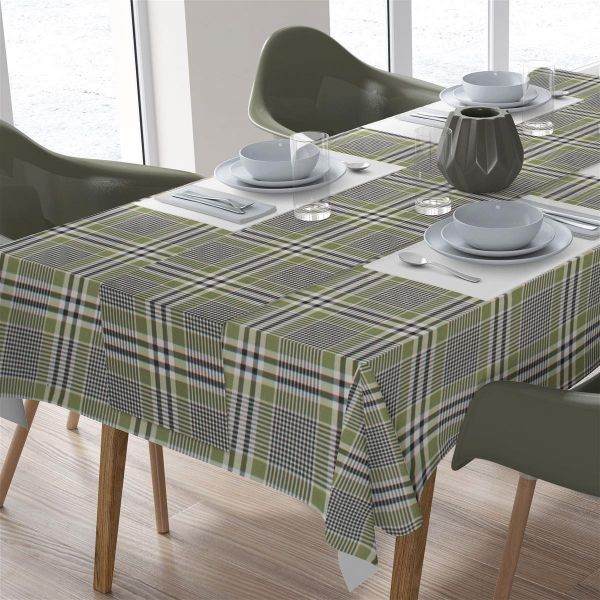 DIMcol ΑΛΕΚΙΑΣΤΟ ΣΕΤ 2 τεμ (ΤΡΑΠ/ΛΟ 140Χ140/ΤΡΑΒΕΡΣΑ 40Χ140) Tartan 495 Grey-Green Cott/Pol 70/30