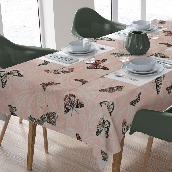 DIMcol ΑΛΕΚΙΑΣΤΟ ΣΕΤ 2 τεμ (ΤΡΑΠ/ΛΟ 140Χ140/ΤΡΑΒΕΡΣΑ 40Χ140) Butterfly 450 Coral Cott/Pol 70/30