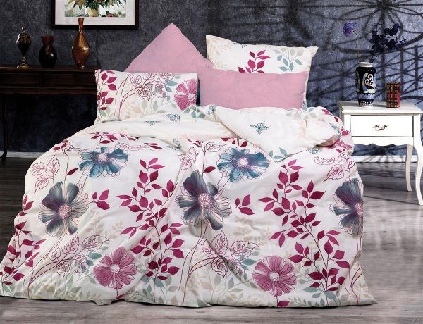 DIMcol ΠΑΠΛΩΜΑ ΕΜΠΡΙΜΕ Ανθεία 298 220Χ240 White-Bordeaux Cott/Pol 70/30