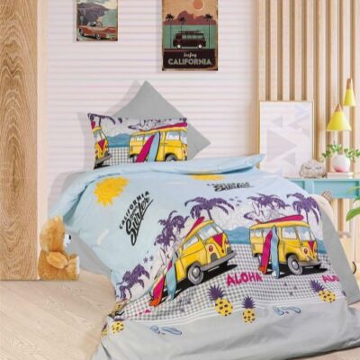 DIMcol ΣΕΝΤΟΝΙΑ ΕΜΠΡΙΜΕ ΣΕΤ 4 τεμ Aloha 393 220Χ240 Grey-Sky Blue Cott/Pol 70/30