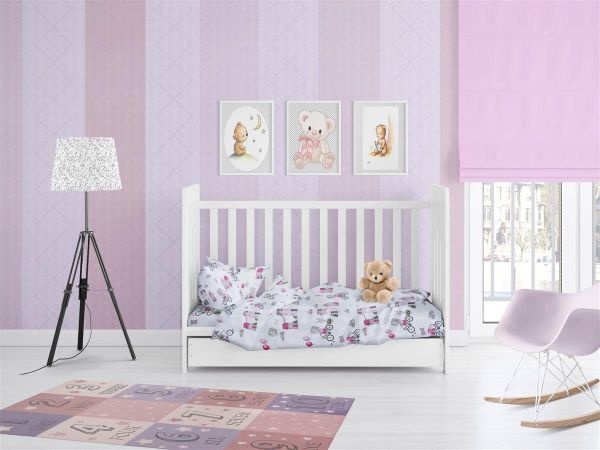 DIMcol ΠΑΠΛΩΜΑ ΕΜΠΡΙΜΕ bebe Bicycle 416 120Χ160 White-Bordeaux Cotton 100%