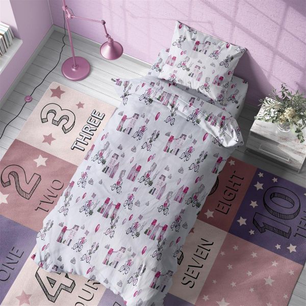 DIMcol ΣΕΝΤΟΝΙΑ ΕΜΠΡΙΜΕ ΣΕΤ 2 τεμ kids Bicycle 416 160Χ240 White-Bordeaux Cotton 100%