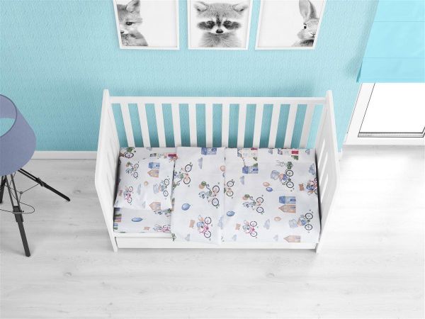 DIMcol ΣΕΝΤΟΝΙΑ ΕΜΠΡΙΜΕ ΣΕΤ 3 τεμ bebe Bicycle 415 120Χ160 White-Blue Cotton 100%