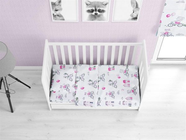 DIMcol ΣΕΝΤΟΝΙΑ ΕΜΠΡΙΜΕ ΣΕΤ 3 τεμ bebe Bicycle 416 120Χ160 White-Bordeaux Cotton 100%