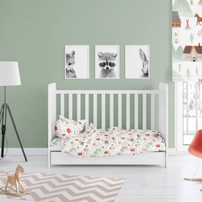 DIMcol ΠΑΠΛΩΜΑ ΕΜΠΡΙΜΕ bebe Country 181 120Χ160 White-Green Cotton 100%