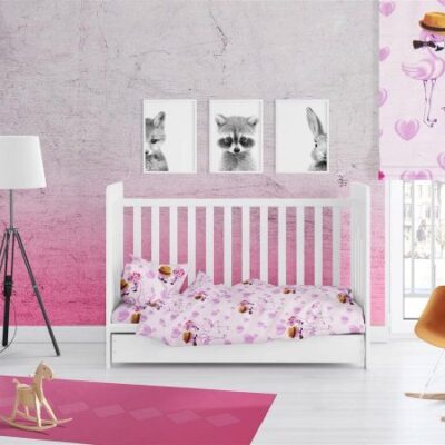 DIMcol ΠΑΠΛΩΜΑ ΕΜΠΡΙΜΕ bebe Flamingo 169 120Χ160 Lila Cotton 100%