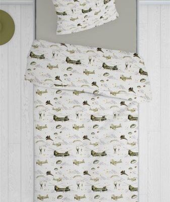 DIMcol ΠΑΠΛΩΜΑ ΕΜΠΡΙΜΕ kids Airforce 196 160Χ240 White-Khaki Cotton 100%