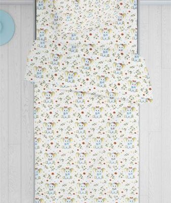 DIMcol ΠΑΠΛΩΜΑ ΕΜΠΡΙΜΕ kids Elephant 175 160Χ240 White-Blue Cotton 100%