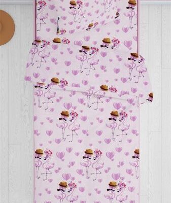 DIMcol ΠΑΠΛΩΜΑ ΕΜΠΡΙΜΕ kids Flamingo 169 160Χ240 Lila Cotton 100%