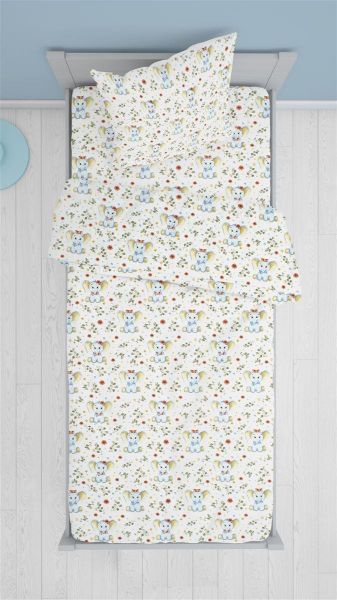 DIMcol ΠΑΠΛΩΜΑΤΟΘΗΚΗ ΕΜΠΡΙΜΕ kids Elephant 175 160Χ240 White-Blue Cotton 100%