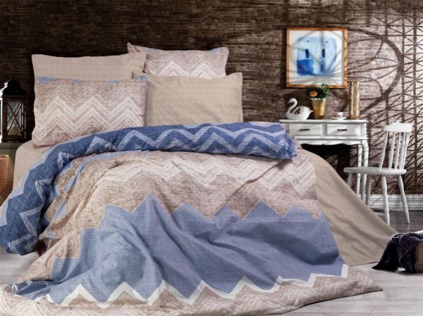 DIMcol ΠΑΠΛΩΜΑΤΟΘΗΚΗ ΕΜΠΡΙΜΕ Αθηνά 407 160Χ240 Beige-Blue Cott/Pol 70/30