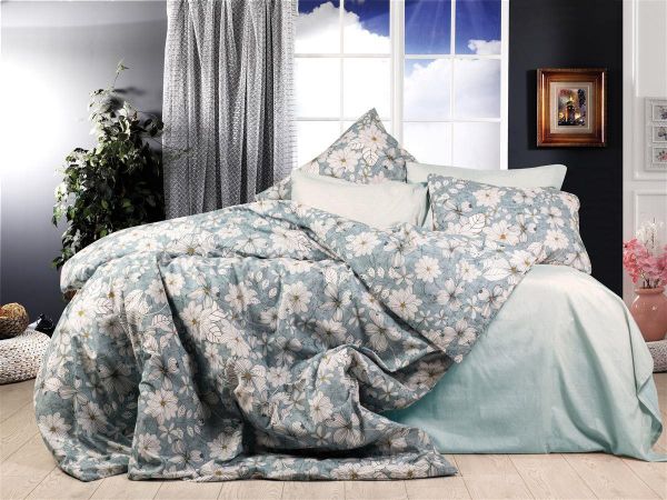 DIMcol ΠΑΠΛΩΜΑΤΟΘΗΚΗ ΕΜΠΡΙΜΕ Ήρα 425 220X240 White-Denim Blue Cott/Pol 70/30