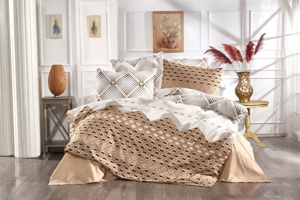 DIMcol ΠΑΠΛΩΜΑΤΟΘΗΚΗ ΕΜΠΡΙΜΕ Καλυψώ 430 220X240 Beige Cott/Pol 70/30