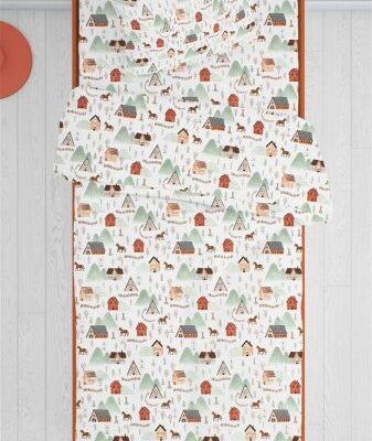 DIMcol ΣΕΝΤΟΝΙΑ ΕΜΠΡΙΜΕ ΣΕΤ 2 τεμ kids Country 181 160Χ240 White-Green Cotton 100%