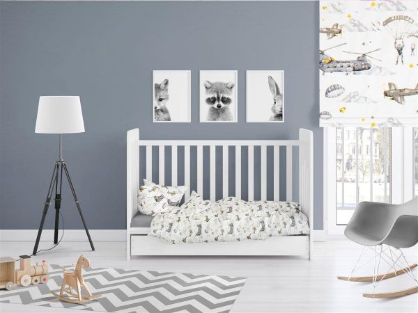 DIMcol ΣΕΝΤΟΝΙΑ ΕΜΠΡΙΜΕ ΣΕΤ 3 τεμ bebe Airforce 195 120Χ160 White-Grey Cotton 100%