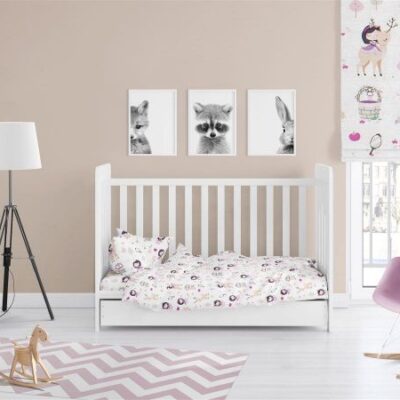 DIMcol ΣΕΝΤΟΝΙΑ ΕΜΠΡΙΜΕ ΣΕΤ 3 τεμ bebe Lily & Deer 179 120Χ160 White-Pink Cotton 100%