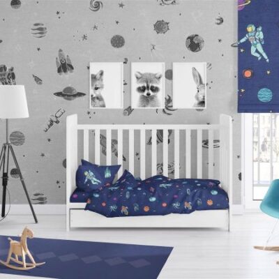 DIMcol ΣΕΝΤΟΝΙΑ ΕΜΠΡΙΜΕ ΣΕΤ 3 τεμ bebe Space 189 120Χ160 Blue Cotton 100%
