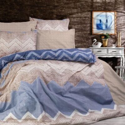 DIMcol ΣΕΝΤΟΝΙΑ ΕΜΠΡΙΜΕ ΣΕΤ 4 τεμ Αθηνά 407 240X270 Beige-Blue Cott/Pol 70/30