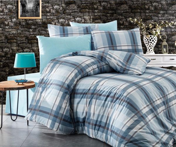 DIMcol ΣΕΝΤΟΝΙΑ ΕΜΠΡΙΜΕ ΣΕΤ 4 τεμ Εκάβη 421 220Χ240 Sky Blue Cott/Pol 70/30