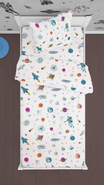 DIMcol ΣΕΝΤΟΝΙΑ ΕΜΠΡΙΜΕ ΣΕΤ 2 τεμ kids Space 188 160Χ240 White Cotton 100%