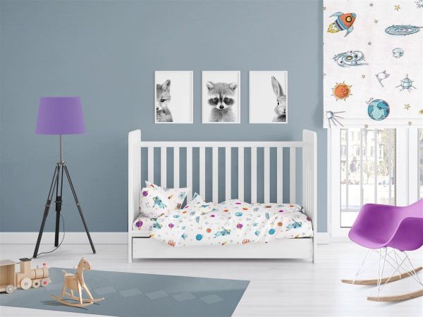 DIMcol ΣΕΝΤΟΝΙΑ ΕΜΠΡΙΜΕ ΣΕΤ 3 τεμ bebe Space 188 120Χ160 White Cotton 100%