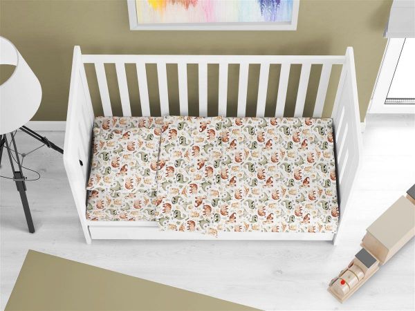 DIMcol ΠΑΠΛΩΜΑ ΕΜΠΡΙΜΕ bebe Dino 515 120X160 Beige Cotton 100%