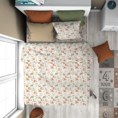 DIMcol ΠΑΠΛΩΜΑ ΕΜΠΡΙΜΕ kids Dino 515 160X240 Beige Cotton 100%