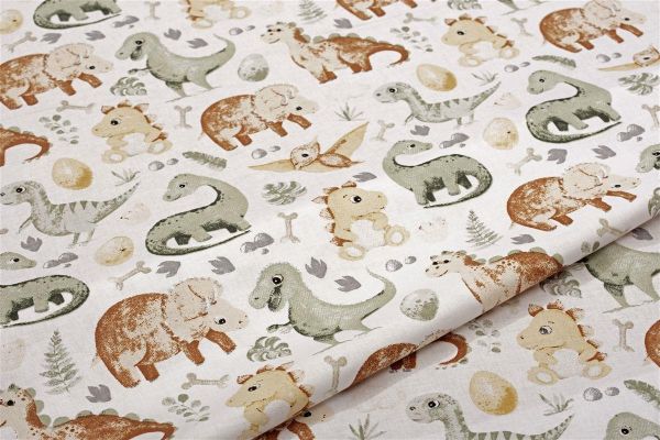 DIMcol ΣΕΝΤΟΝΙΑ ΕΜΠΡΙΜΕ ΣΕΤ 3 τεμ kids Dino 515 160X240 Beige Cotton 100% - Image 2