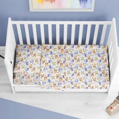 DIMcol ΠΑΠΛΩΜΑ ΕΜΠΡΙΜΕ bebe Dino 517 120X160 Sky Blue Cotton 100%
